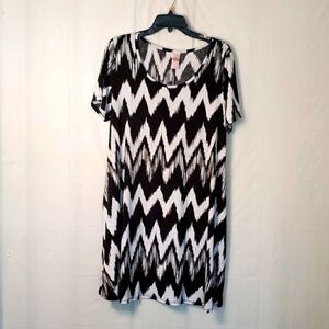 Women Summer Short Sleeve Graphic Print Pockets Sundress Casual Swing Dress S-L